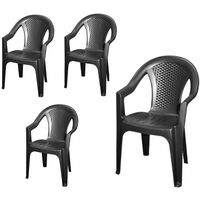 Lot de 4 - Chaise de jardin Ischia - 042980260 - 4 pièces - couleur : anthracite (DHL)