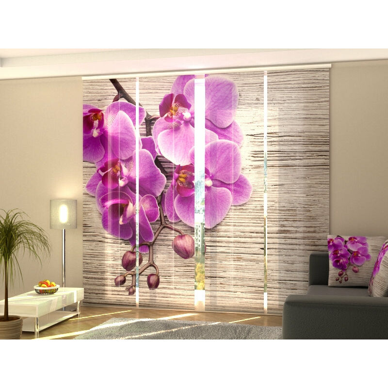 Tende a Pannello Scorrevoli Orchidee Bianche su Marmo Grigio 300x60