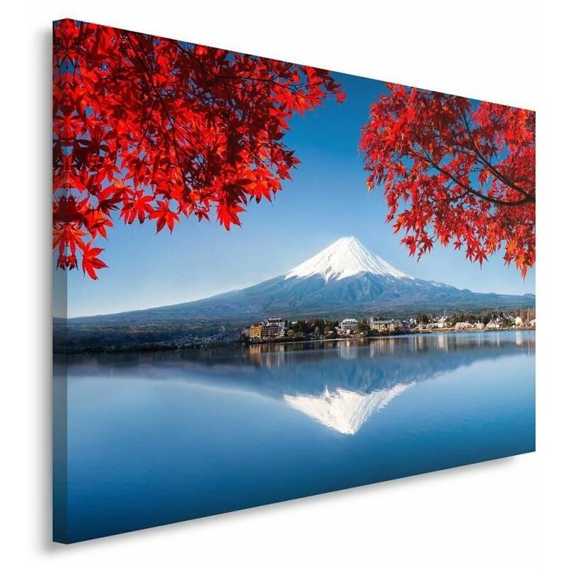 Quadro su tela, Giappone Montagna Fuji Rosso - 100x70