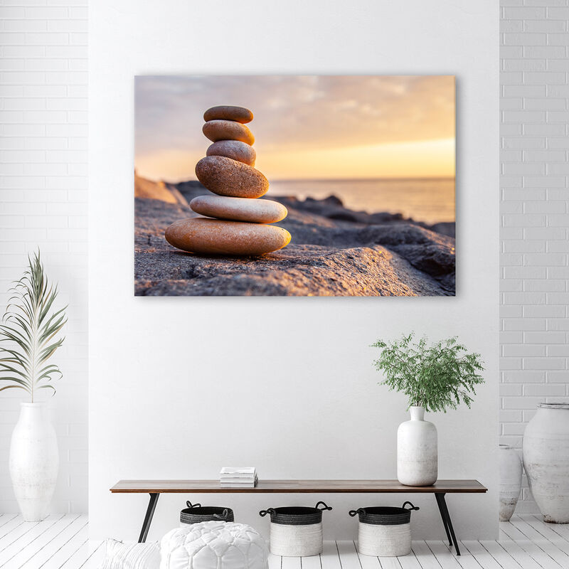 Quadro su tela, Pietre sulla spiaggia Zen - 120x80