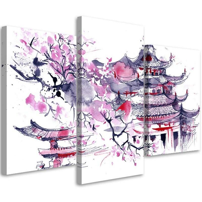 Illustrazione Di Un Tempio Giapponese Tradizionale Con Giardino Zen Illustrazione di Stock