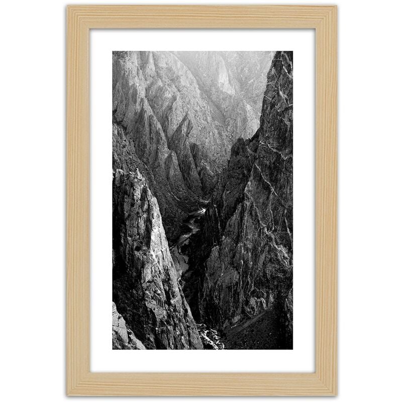 Quadro con cornice, Paesaggio montano in bianco e nero - 70x100