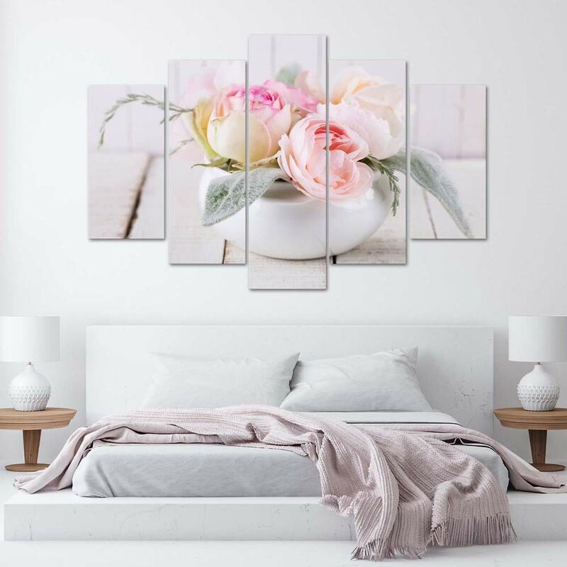 Set di 3 poster con rose bianche e fiori, moderni quadri su tela, senza  cornice, decorazione da parete per soggiorno, camera da letto (30 x 40 cm)  : : Casa e cucina