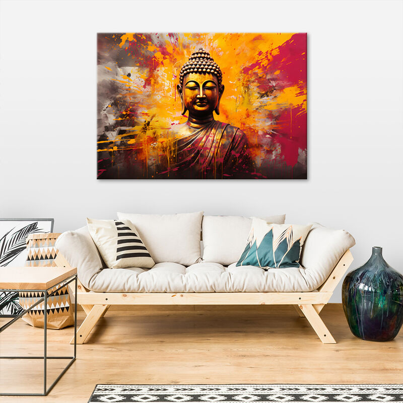 Quadro buddha su tela-Buddha Poster e Stampe-Buddha Stampa su tela-Immagine  di Buddha in Oro E Nero-Quadri Astratti Moderni Religione Decorazione da