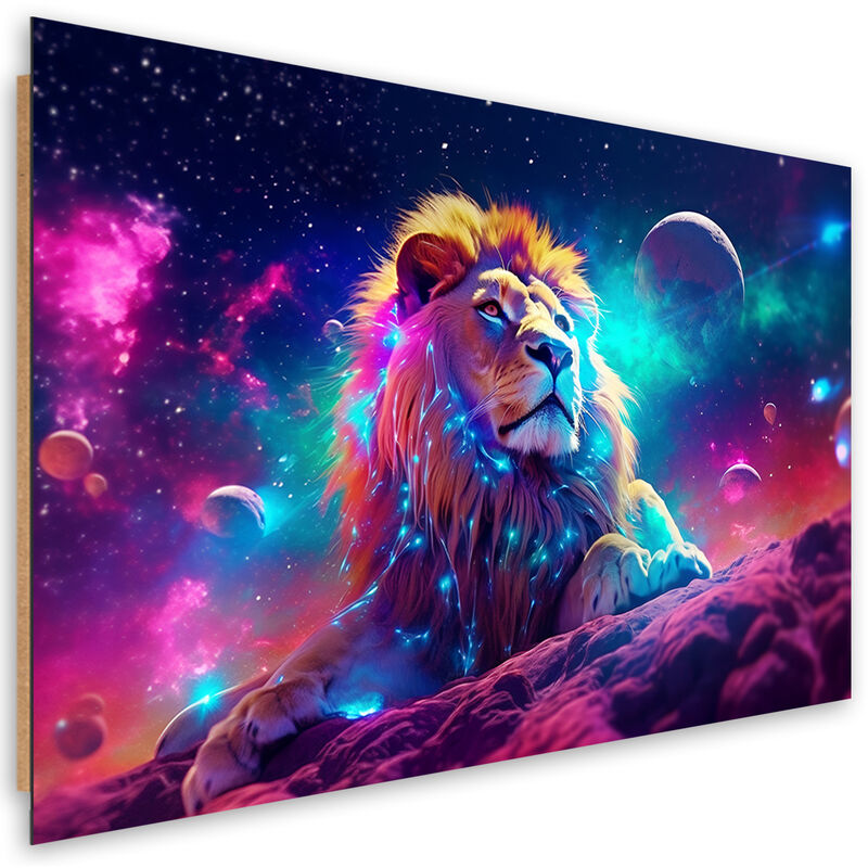 Deco panel print, Neon Lion Abstraction - 120x80