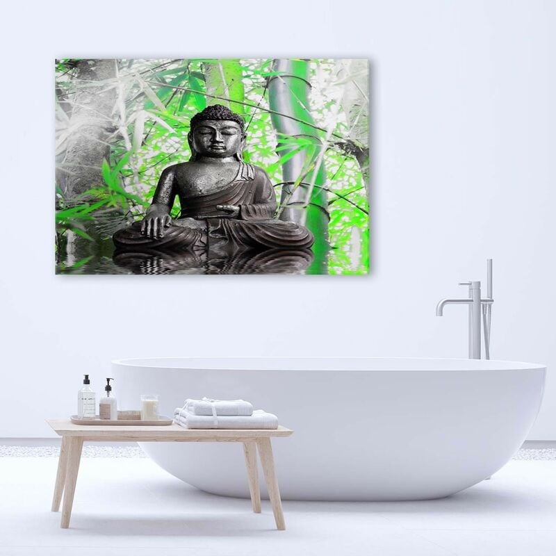 Quadro deco panel, Buddha su sfondo grigio - 60x40