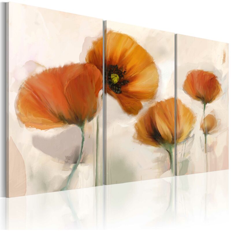Quadro trittico verticale con raffigurazione di fiori
