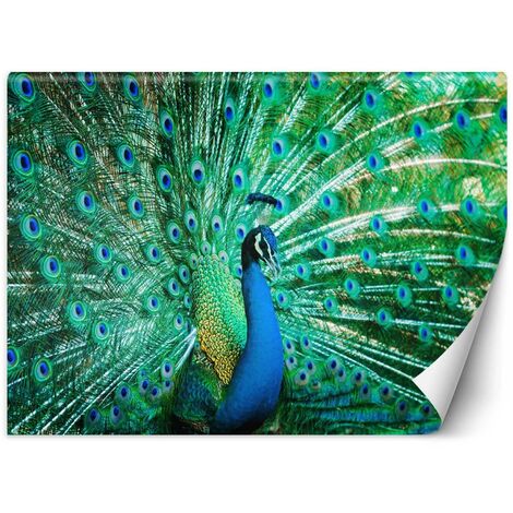 Scacciapensieri A Forma Di Pavone - Decorazione Da Esterno In Metallo E Vetro Colorato Con 7 Campane In Ottone, 92 Cm - 2
