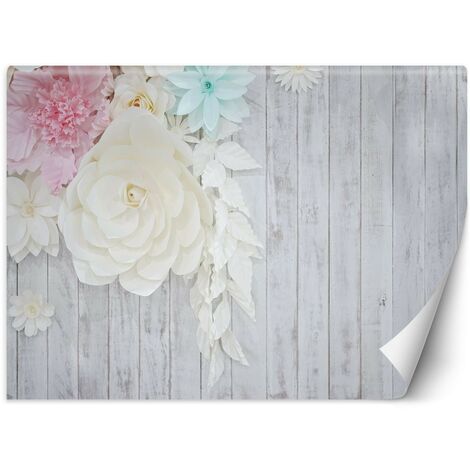 Carta Da Parati, Legno e fiori - 100x70 (1/5)