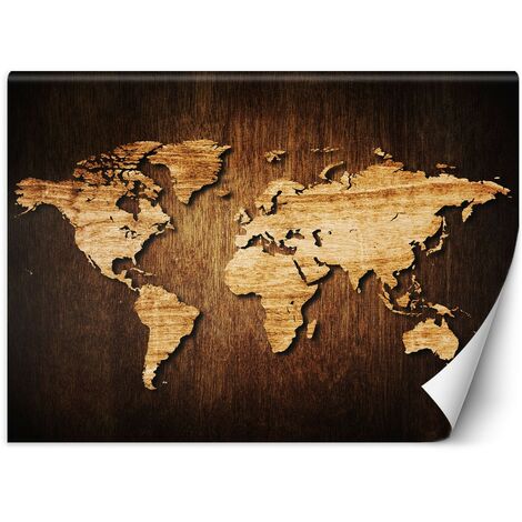 Carta Da Parati, Mappa del mondo vintage marrone - 200x140 (1/5)