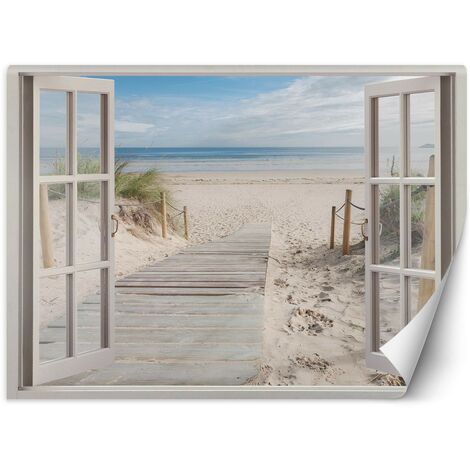 Carta Da Parati, Vista finestra spiaggia mare natura - 280x200
