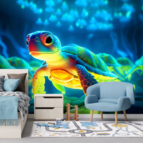 Wallpaper, Turtle underwater neon - 368x254