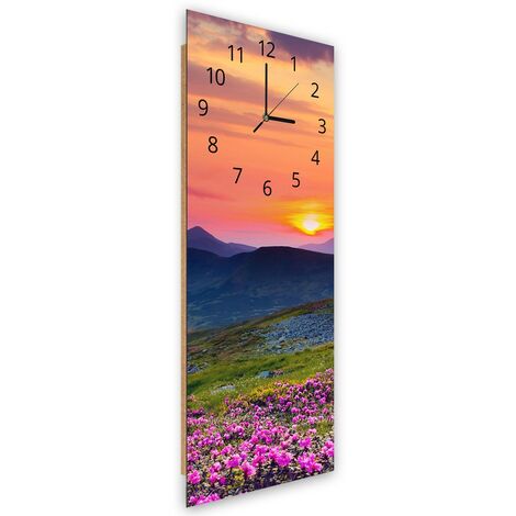 Orologio da parete, Prato di montagna al tramonto - 40x118 (1/5)