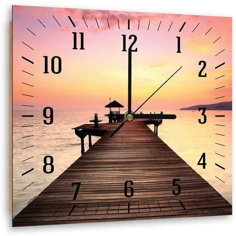 Orologio da parete, Ponte e sole al tramonto - 40x40 (1/5)