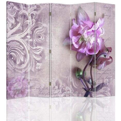 Paravento bilaterale, Decorazione con orchidea - 180x170