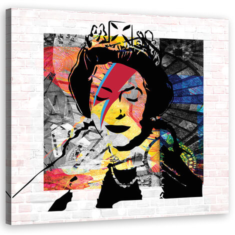 Quadro su tela, Banksy Queen d'Inghilterra - 50x50