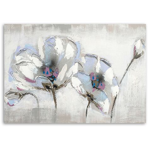 Fiore bianco tela da parete arte moderna astratta pittura 3D quarzo sabbia Textu