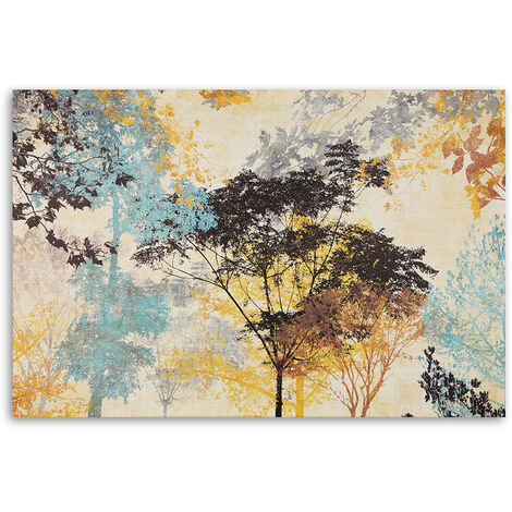 FajerminArt Grande Stampa su Tela Con Cornice Albero delle quattro stagioni astratto Quadri Moderni Immagine pittura su tela soggiorno camera da letto Cucina ristorante Decorazione Murale 120x50cm