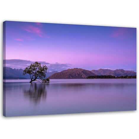 Quadro su tela, Paesaggio albero viola - 60x40