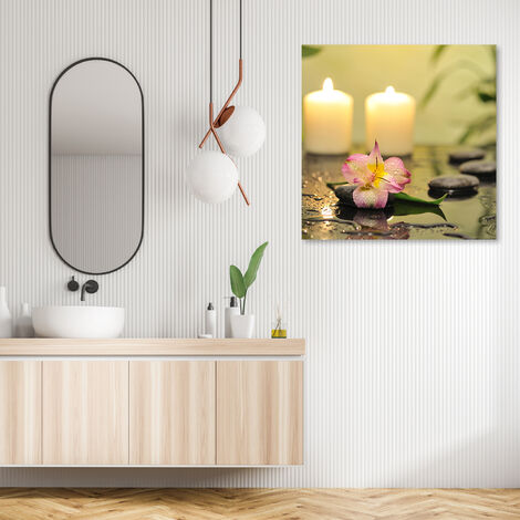 Quadro su tela, Candele e orchidee zen - 30x30
