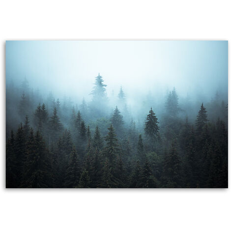 Quadro Su Tela, Lupo Nella Nebbia Foresta Natura - 120x80 - Foto 6