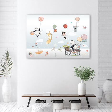 Gatti Moderni Quadri su Tela - Stampe Animali Colorati Graffiti Pop Art per Camera dei Bambini - 60x120 cm / 23,6x47,2 Senza Cornice