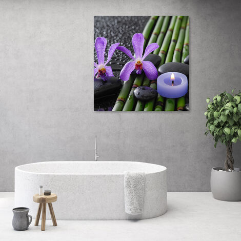 Quadro su tela, Fiori di bambà¹ Zen candela zen spa - 30x30