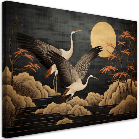 Canvas print, Peacocks against the moon - 60x40 (1/4)