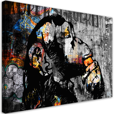 Quadro su tela, Street Art Banky Monkey Abstraction - 60x40 (1/4)