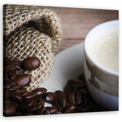 Quadro su tela, Chicchi di caffà¨ e tazza - 30x30 (1/4)