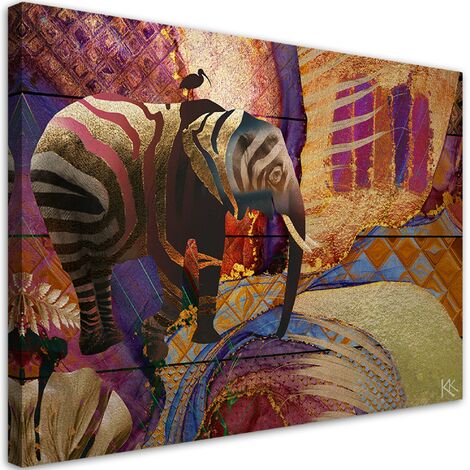 Quadro su tela, Elefante d'oro su un background astratto - 60x40 (1/4)