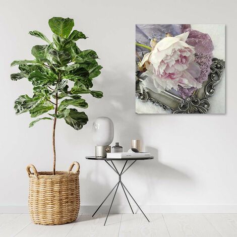 Quadro su tela, Fiore di rosa shabby chic - 30x30