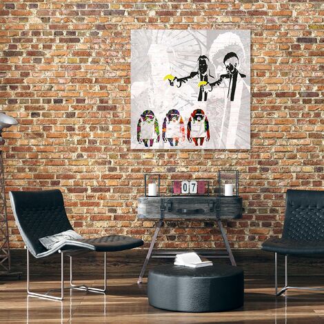 Quadro su tela, Banksy Pulp Fiction and Monkeys - 40x40