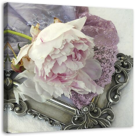 Quadro su tela, Fiore di rosa shabby chic - 50x50 (1/5)