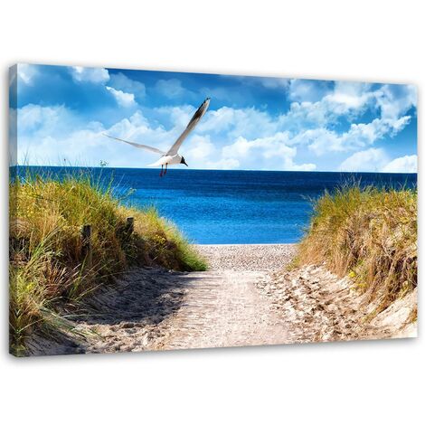 Foto su tela Spiaggia Dune di mare Gabbiani - 60x40 (1/5)