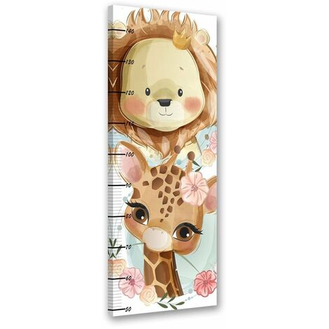 Grafico di crescita dell'altezza per bambini, 50-150 cm, autoadesivo con animali della foresta, adesivo da parete, rimovibile, impermeabile, per cameretta dei bambini, animali della giungla, giraffa