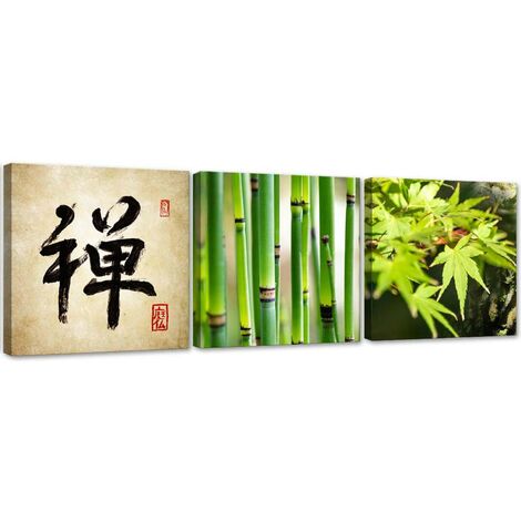 Stampa su tela 3 parti, Asia verde - 120x40 (1/4)