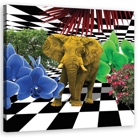 Quadro su tela, Elefante colorato - 60x60 (1/4)