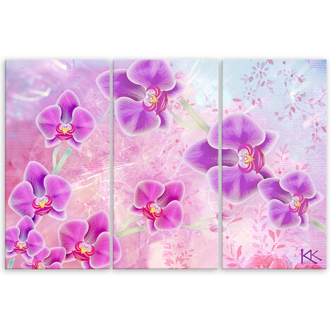 Quadro Su Tela 3 Paneli, Astrazione Dei Fiori Di Orchidea - 60x40