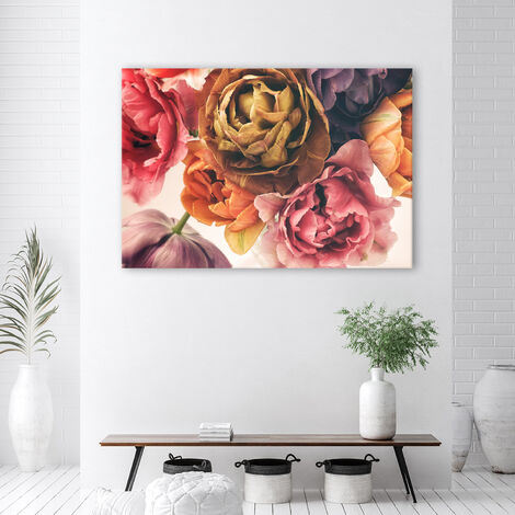 Tableau Sur Toile 90x40 Cm – Champ De Fleurs Violettes, Impression Moderne Italienne