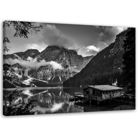 Quadro Moderno Dolomiti Seceda 100x70 Cm, Stampa Su Tela Canvas, Made In Italy - 6