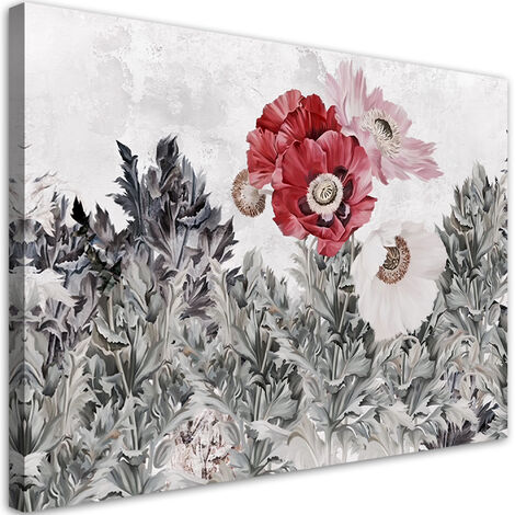 Quadro su tela, Poppie rosse dipinte in giardino - 100x70 (1/5)