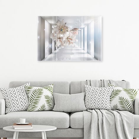 Quadro su tela, Fiori nel corridoio 3D - 90x60