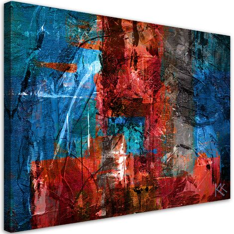 Quadro su tela, Abstrazione dipinta a mano rossa - 100x70 (1/4)