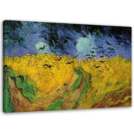 Stampa su tela, Campo di grano con corvi - Riproduzione di V. van Gogh - 90x60 (1/4)