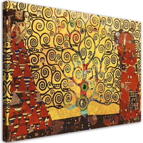 Quadro moderno Stampa solo Tela cm.120x60 Albero della Vita Klimt Arredo  casa