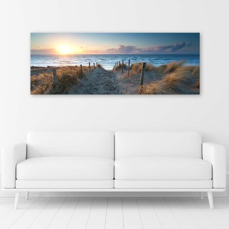 Stampa su tela, Tramonto su una spiaggia in riva al mare - 150x50