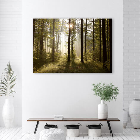 Quadro Su Tela Pavoni Nella Foresta Verde - 101x76 Cm, Stampe Su Tela Allungata E Incorniciata, Pronto Da Appendere - 2