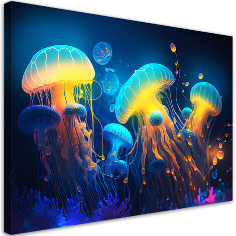 Quadro su tela, Astrazione marina al neon - 100x70 (1/5)