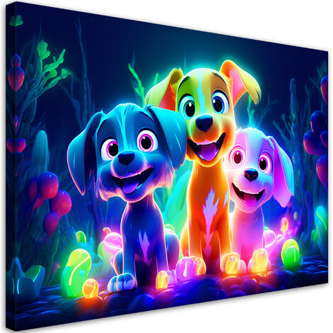 Canvas print, Colorful dogs abstract - 120x80 (1/4)
